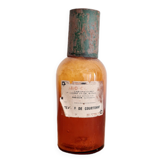Flacon de pharmacie ancien ambré