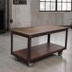 Industrial coffee table in metal and wood, wheeled table, trolley, vintage table, interior decoration.