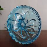 Candleholder Door blue molded glass signed