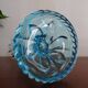 Candleholder Door blue molded glass signed