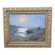 Lever de lune au crépuscule Toulon - Huile sur carton, signé Victorès