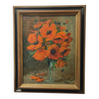 Signed poppies painting