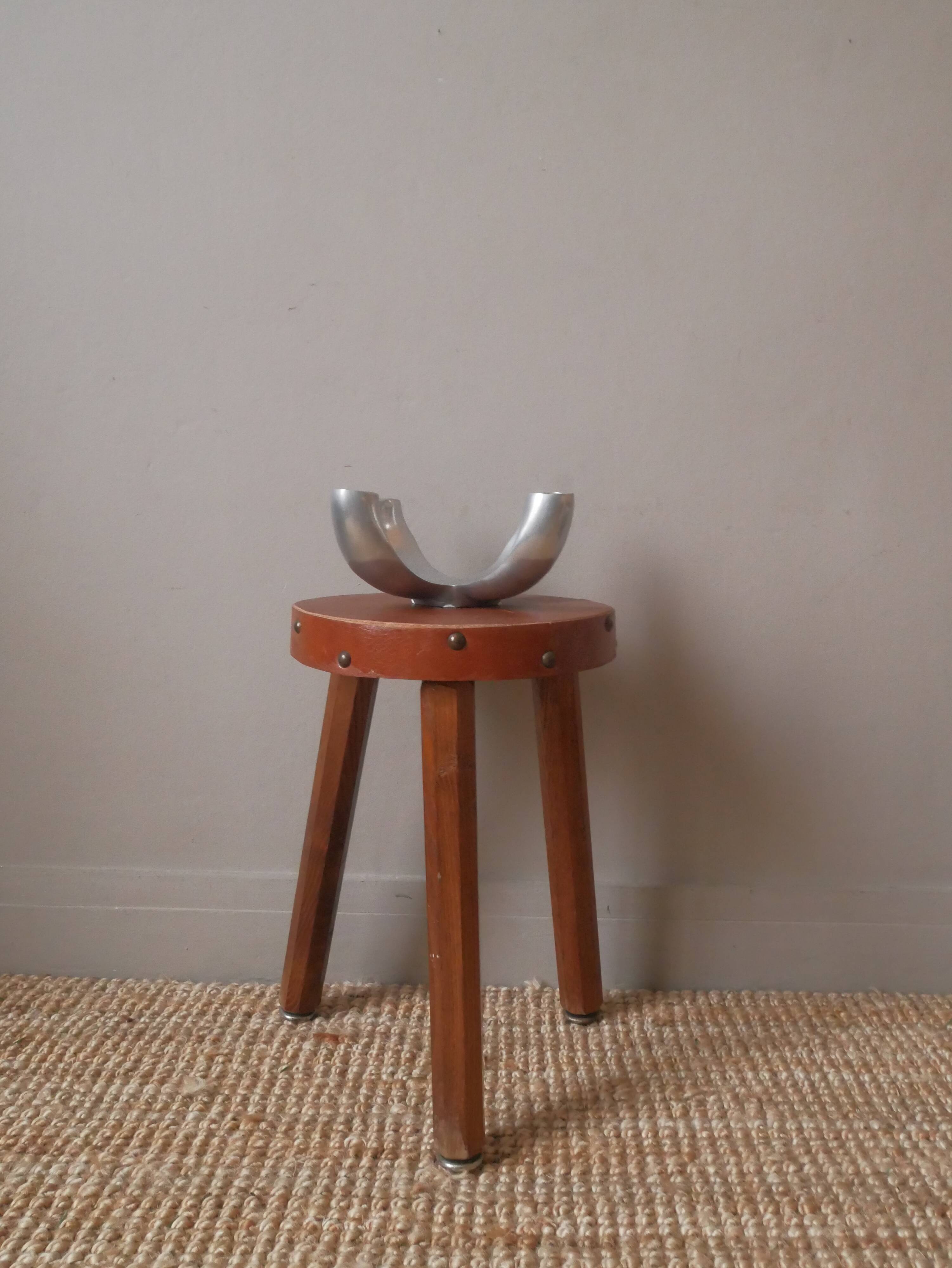 Candle holder candlestick candelabra in aluminum silver metal scandinavian design decorative object