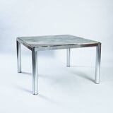 Kho liang ie dining table in aluminium and green marble, dutch, 1970s