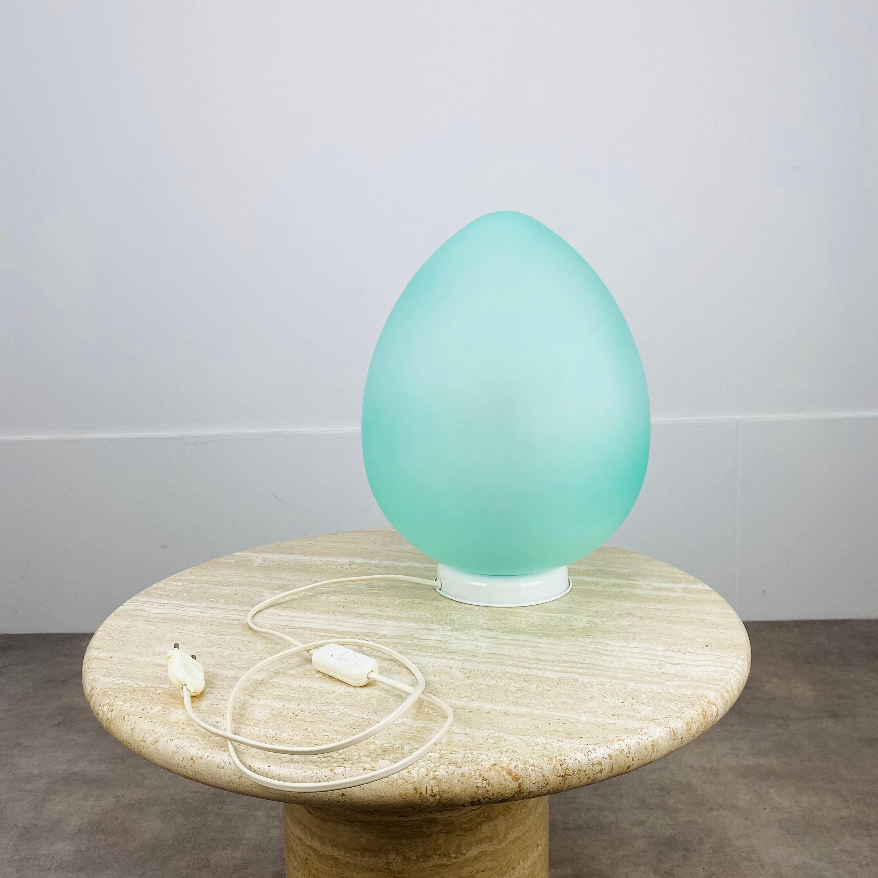 Egg lamp Domec pale green glass 70s