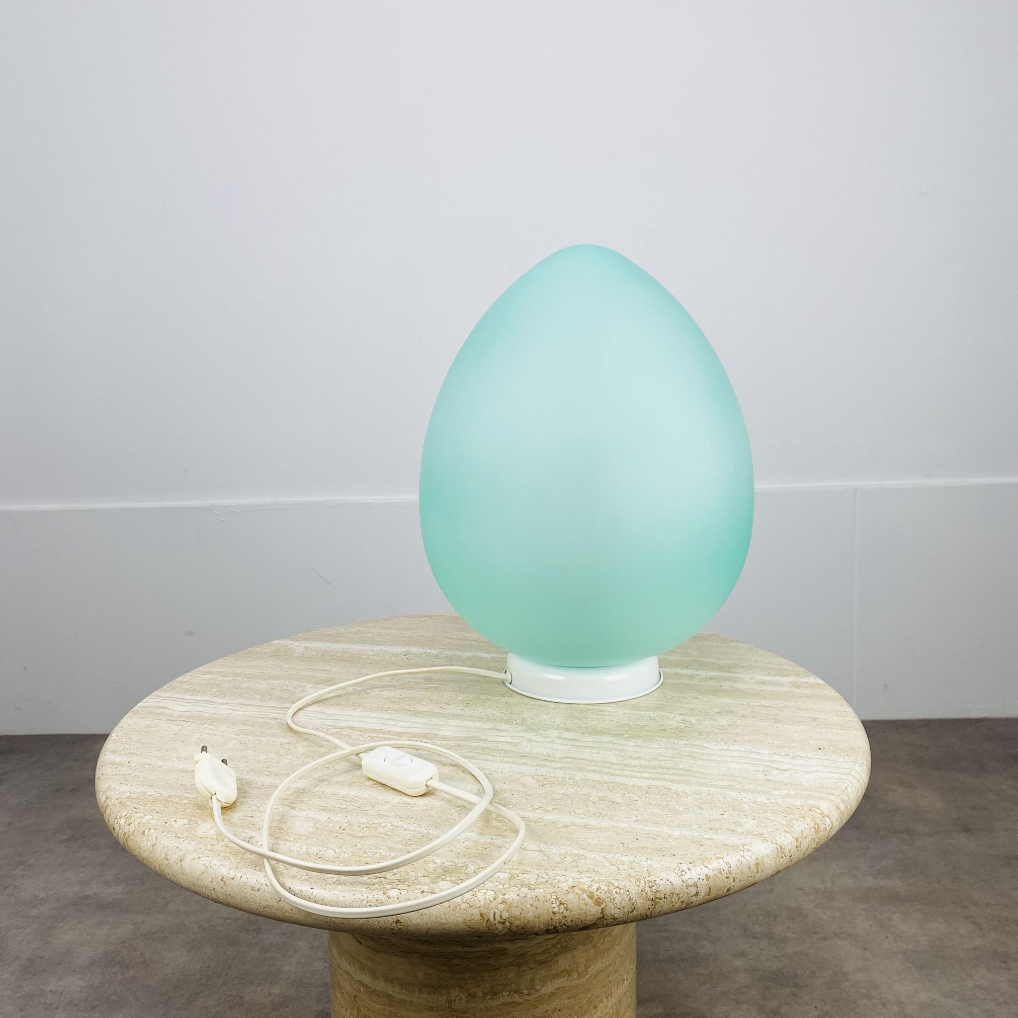 Egg lamp Domec pale green glass 70s