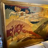 Art Deco headboard in wood and marquetry