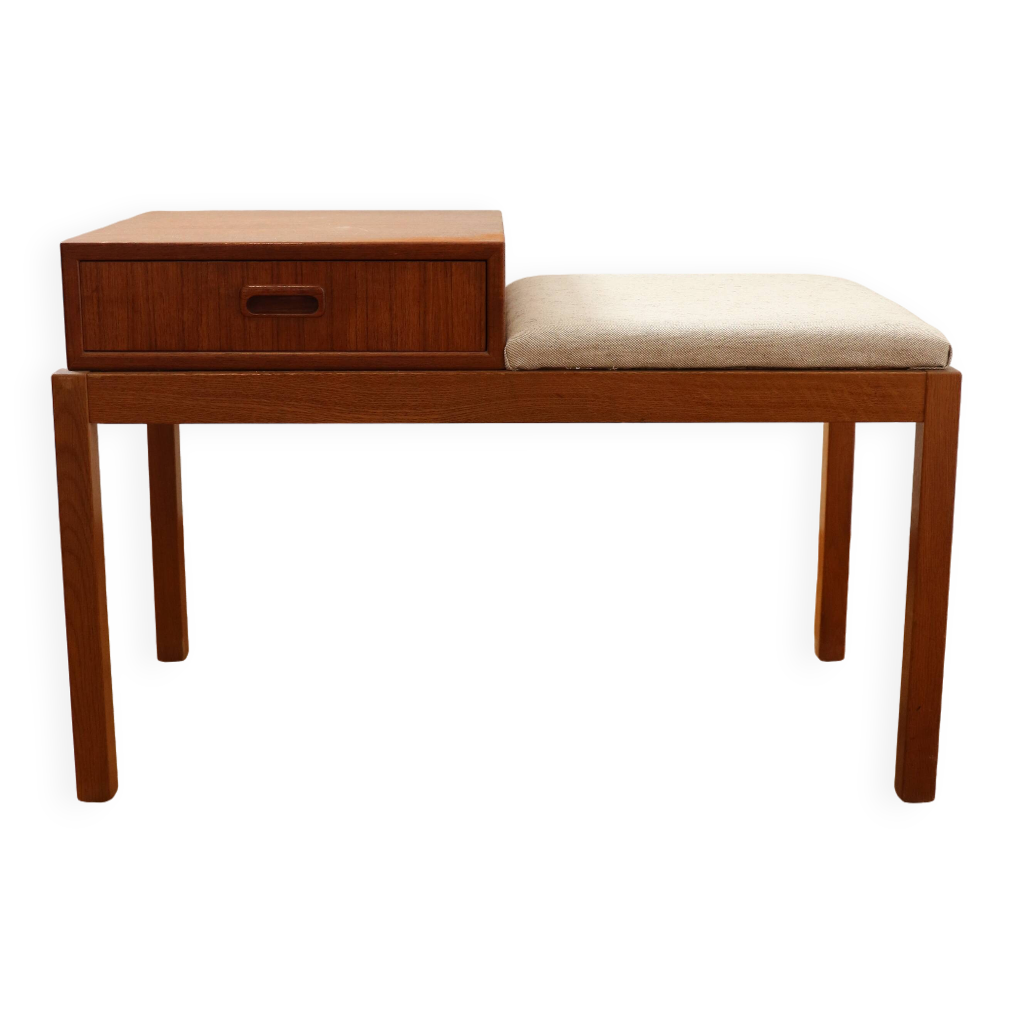 Entrance bench, Scandinavian modular telephone bench, teak, 1960