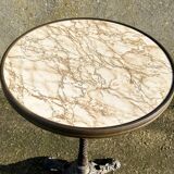 Round bistro table, cast iron base, vintage, 1940s