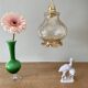 Vintage globe pendant light in amber glass
