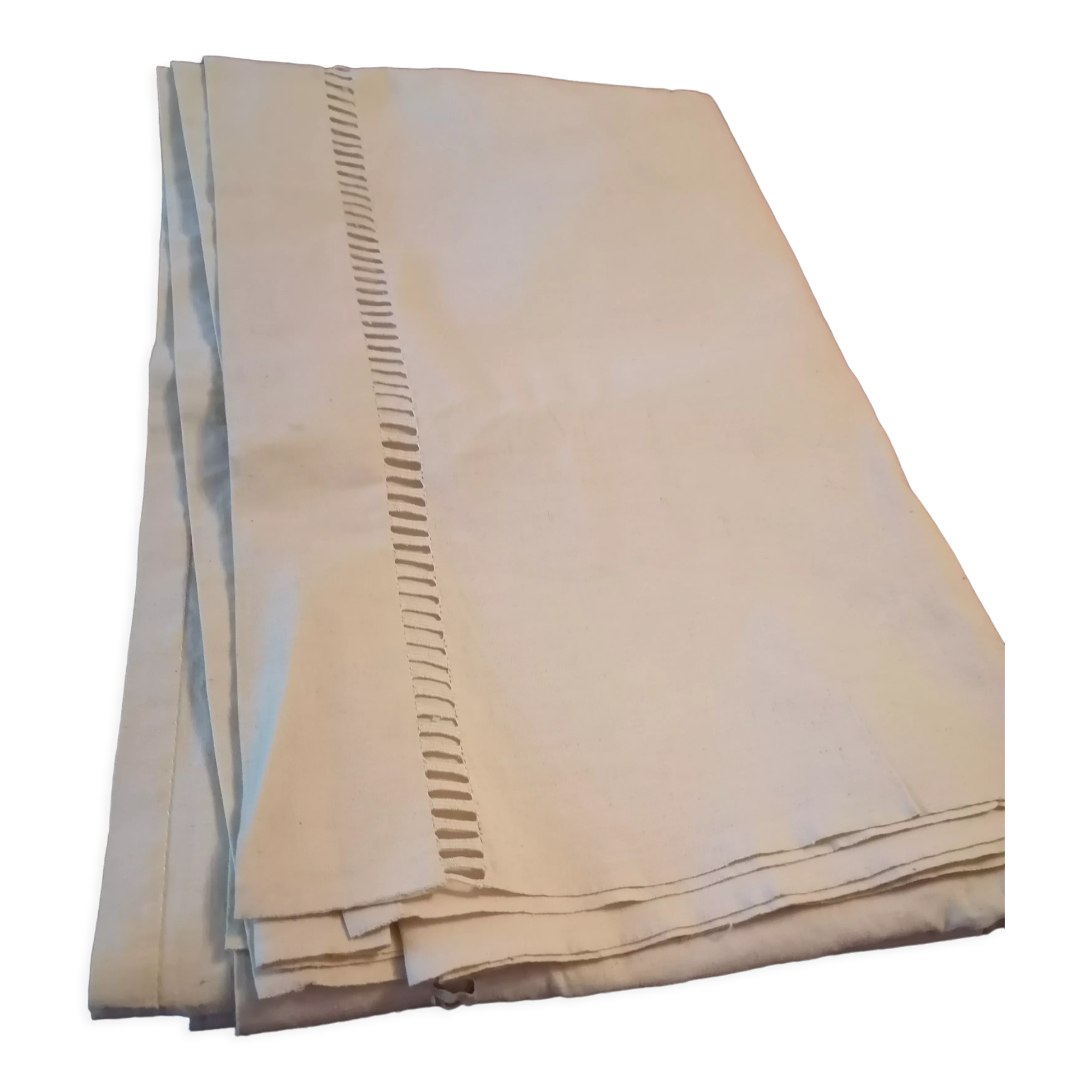 Ecru canvas sheet metis blue flower