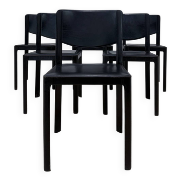 Lot de 6 chaises Matteo Grassi en cuir noir – Design italien