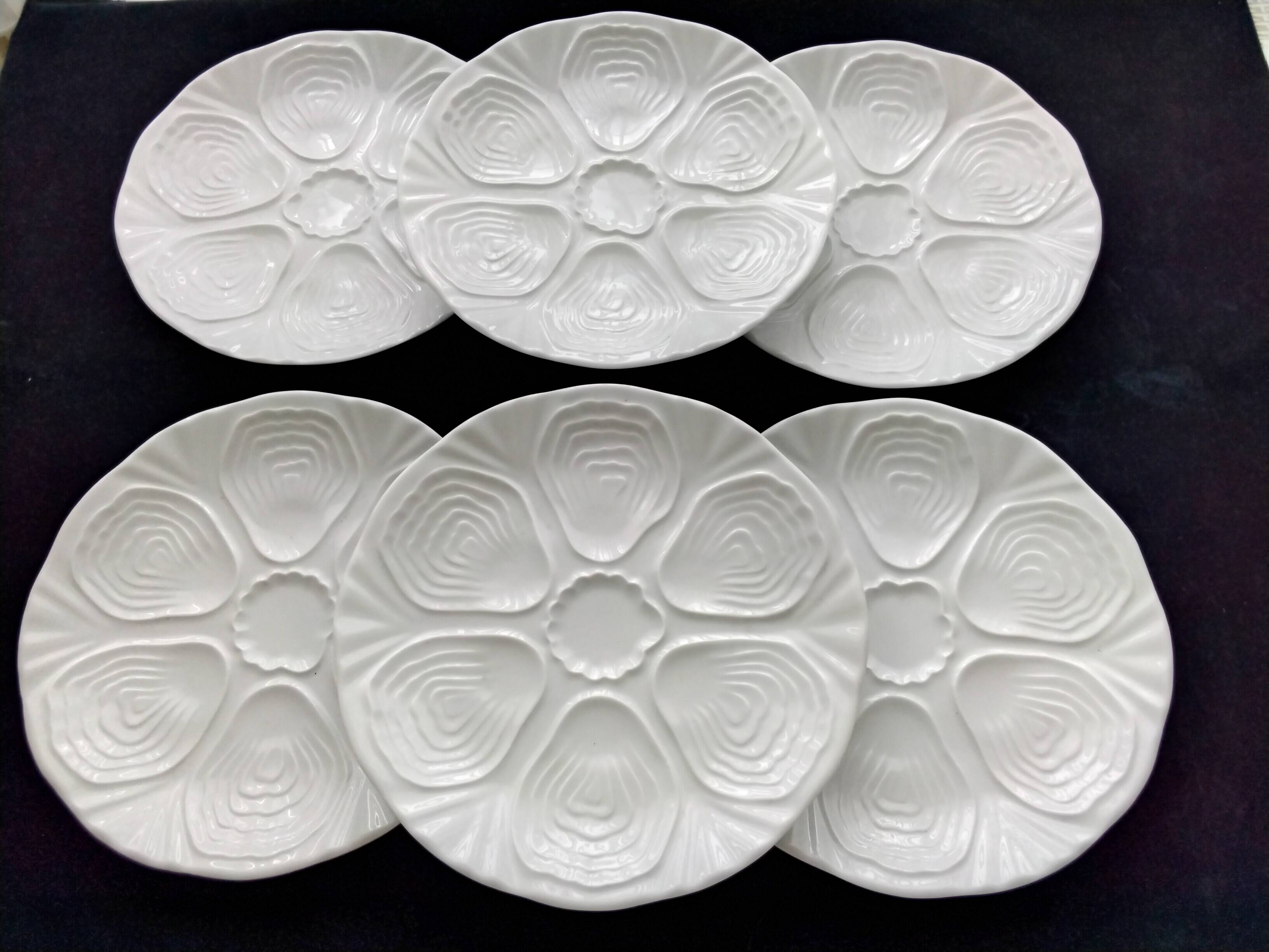 6 Limoges porcelain oyster plates