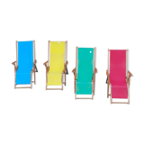 Set of four folding automatic deckchairs with Ergelax footrest never used