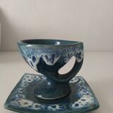 Vintage blue coffee service vallauris design 60s