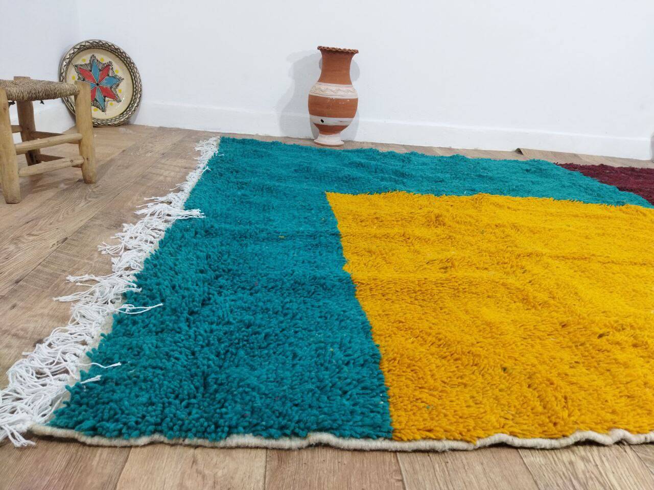 Handmade wool Berber rug 295 x 197 cm