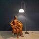 Vintage 20thc italian chrome floor lamp with opaline shade c.1970