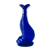 Vase poisson en verre bleu