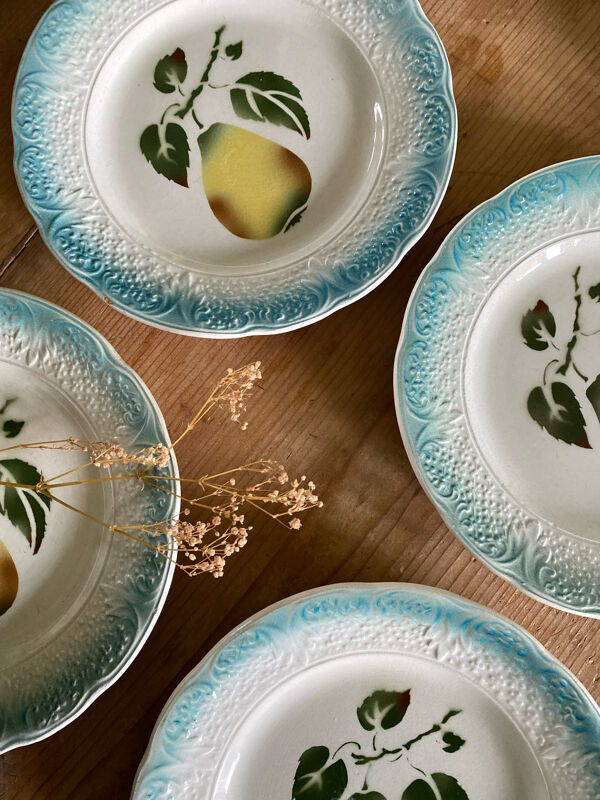 Lot de 6 assiettes en barbotine poire Clairefontaine Graves