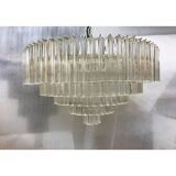 Contemporary clear triedro murano glass chandelier