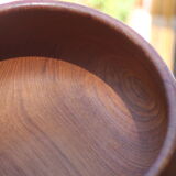 Teak wooden salad bowl and serving spoons, 1970s