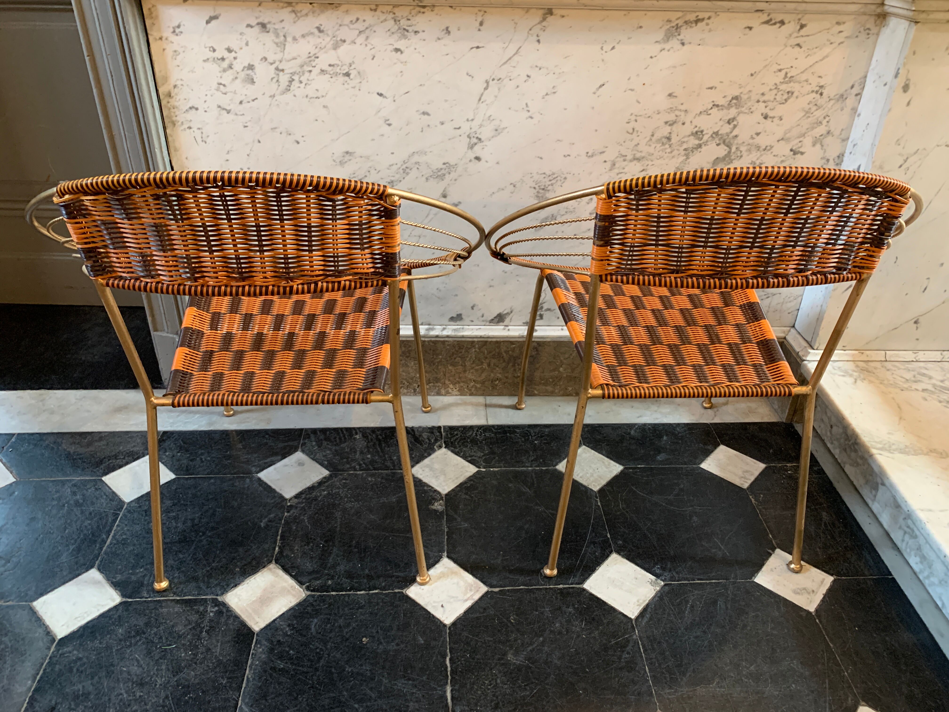 Series of 6 garden armchairs and patio Scoubidou', Italian Vintage Design 1950s