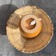 Wooden Lamp with Rattan Lampshade