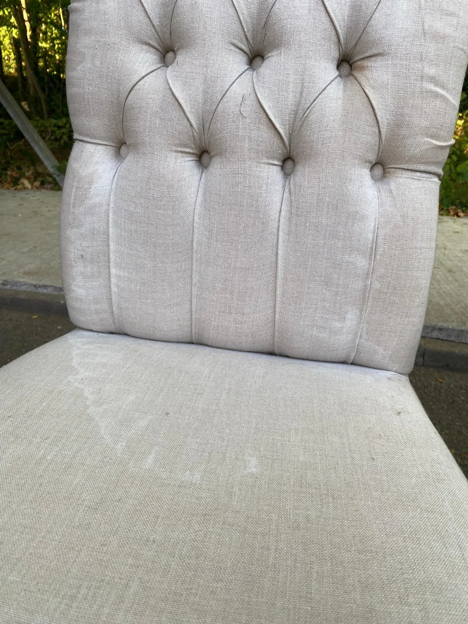 4 upholstered chairs in linen and ash, Maisons du Monde model Chloé.