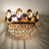 Set of 2 Palwa wall lights, crystal sconces, Hollywood Regency glam vintage decor lamps, 1960s