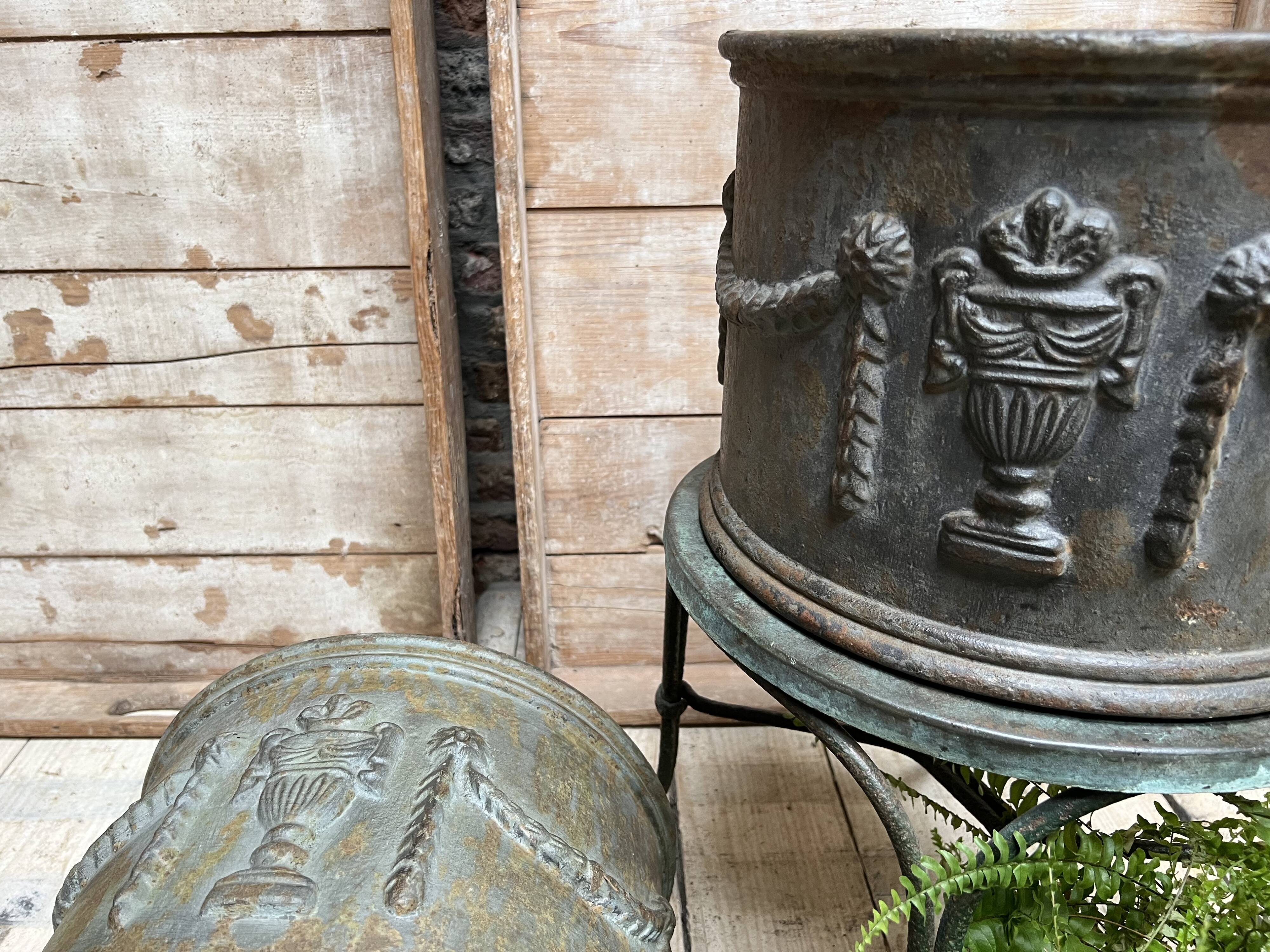 Pair of cast iron planters