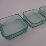 Teak tray with glass bowls by Jens Quistgaard for IHQ Dansk Designs, 1960s, set of 7.