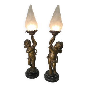 Paire de lampes putti