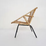 Rohe Noordwolde rattan and metal lounge chair, The Netherlands 1950's