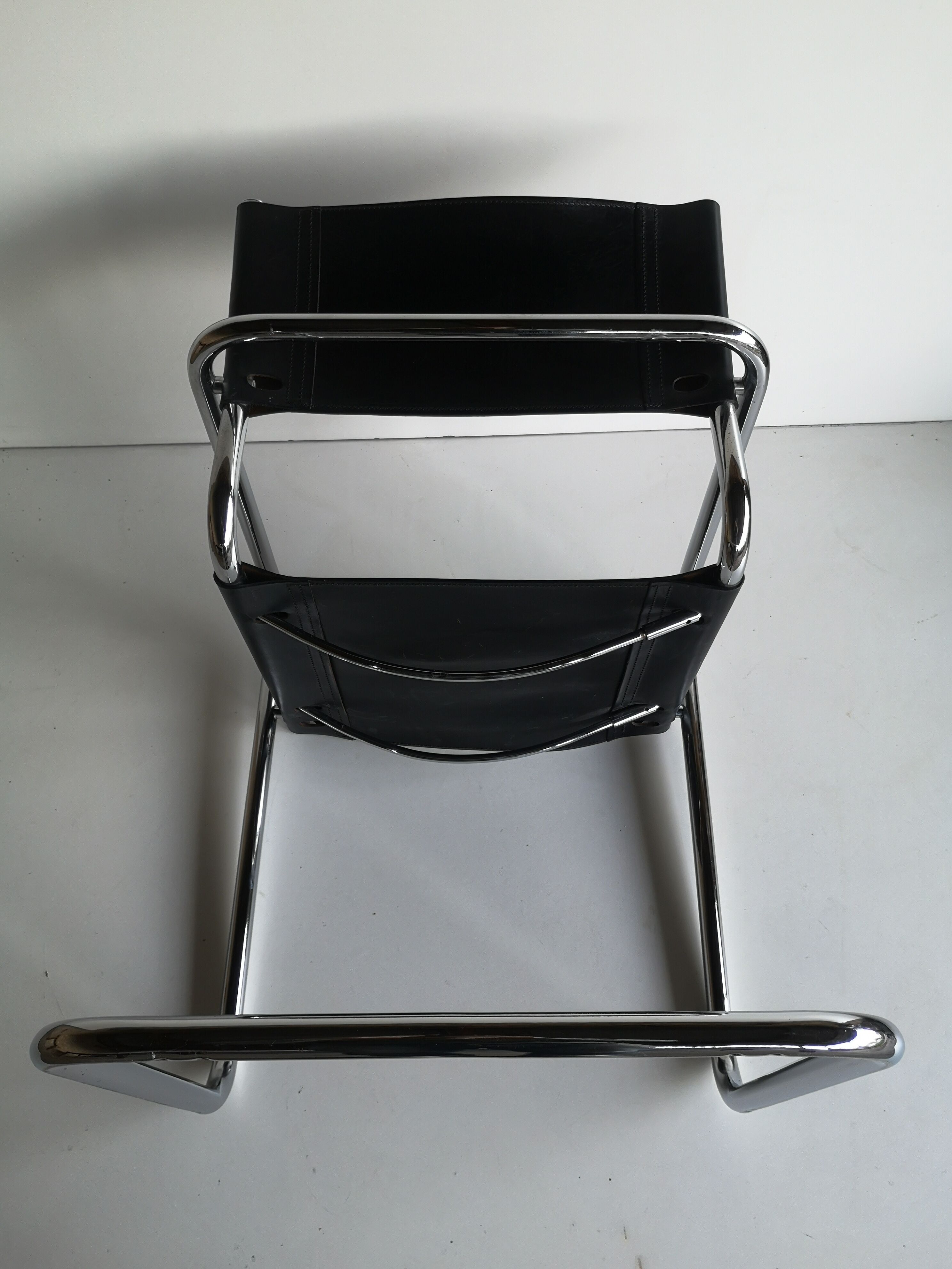 Leather and tube desk chair, Bahaus 1970