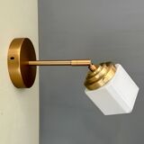 Vintage art deco globe wall lamp in white opaline