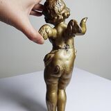 Small cherub, putto in old gilded bronze, 19th century decorative element