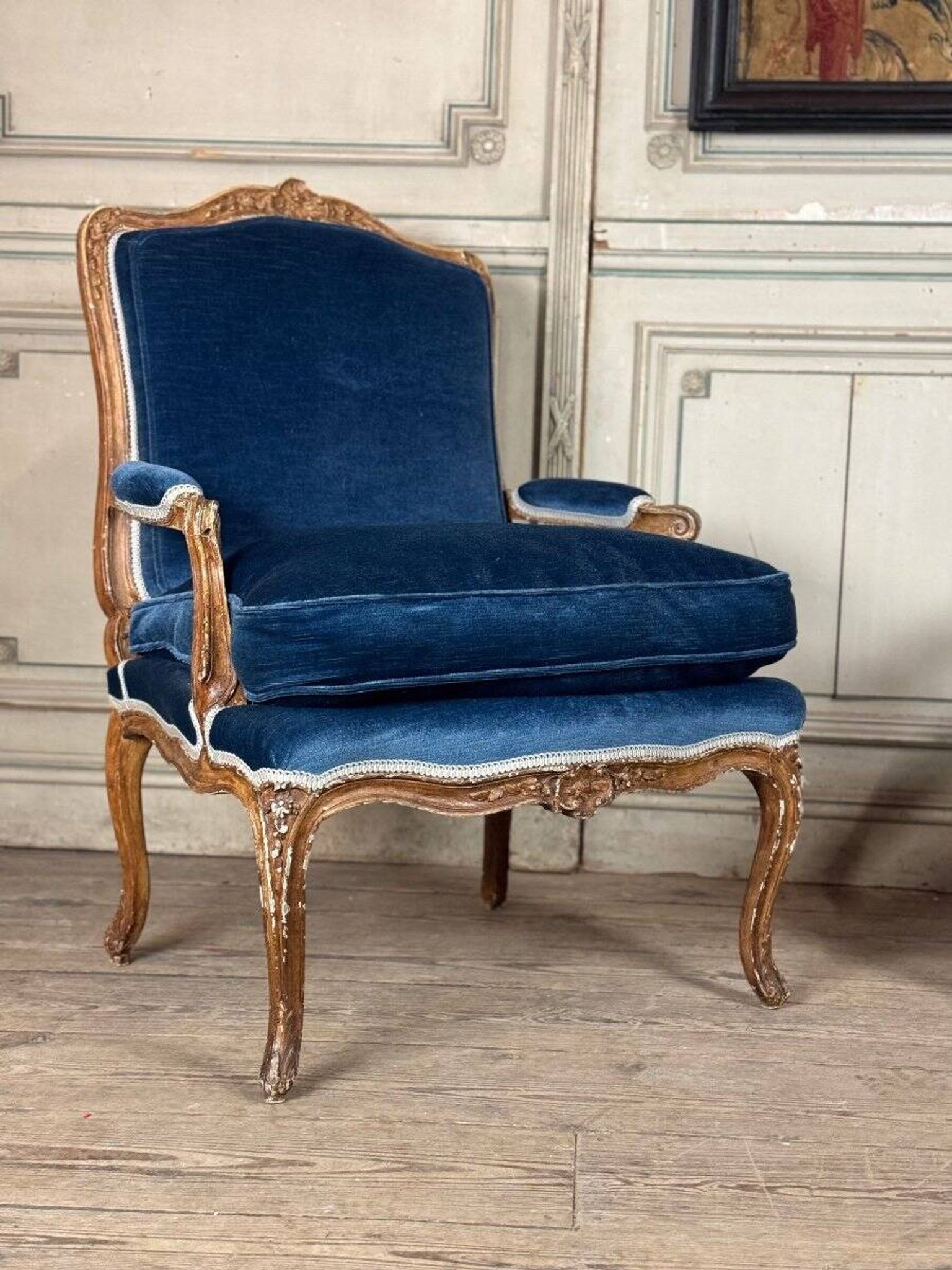 Pair Of Armchairs For Queen Louis XV, Carved “oak” Wood 18th Century