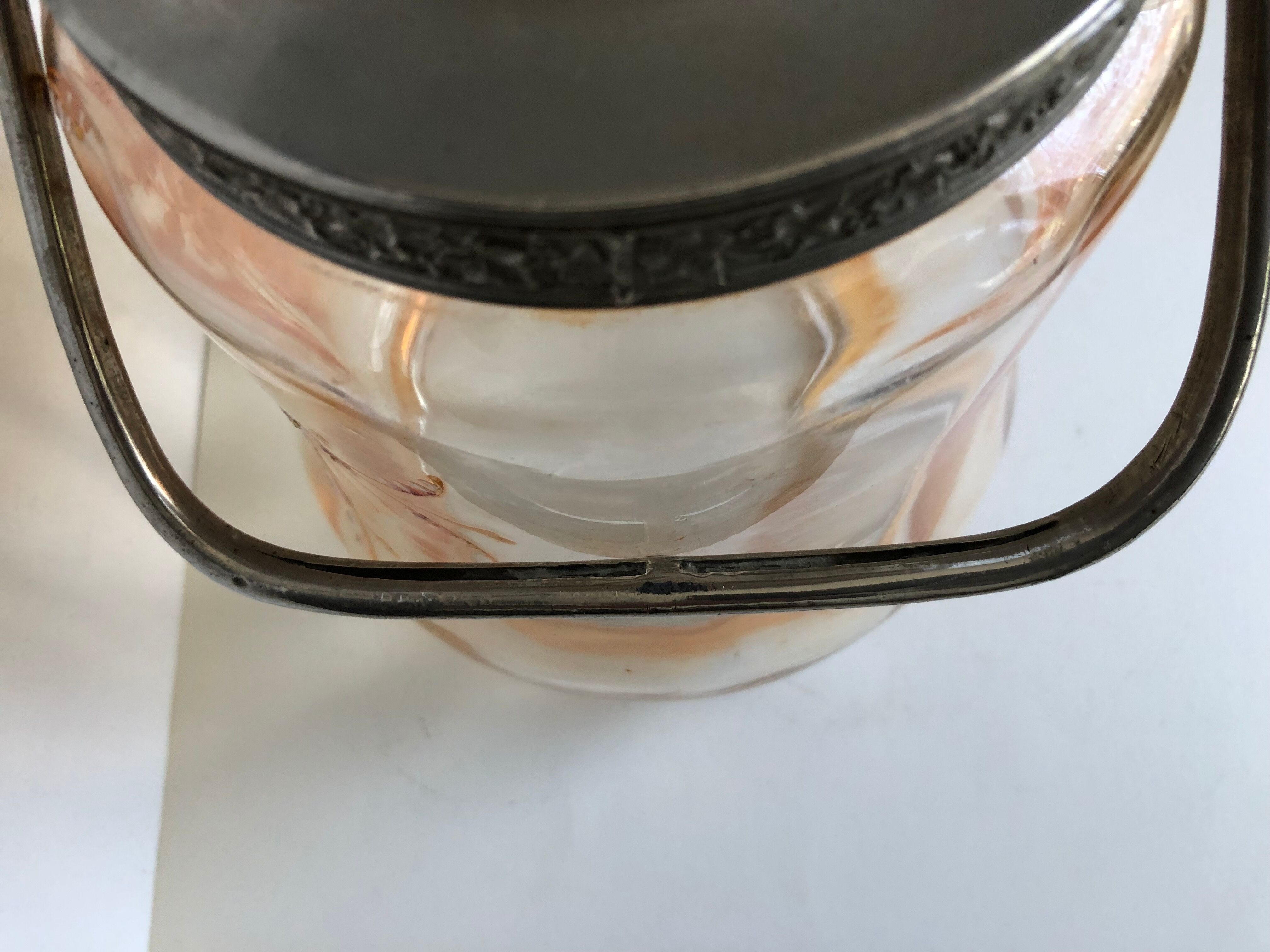 Art Nouveau cookie bucket in enamelled glass