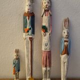 Set of 4 wooden rabbits