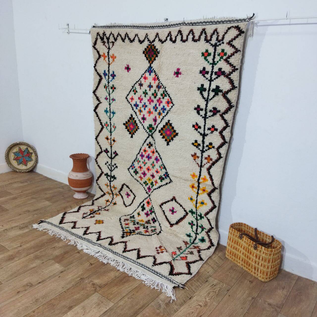 Handmade wool Berber rug 240x146 cm