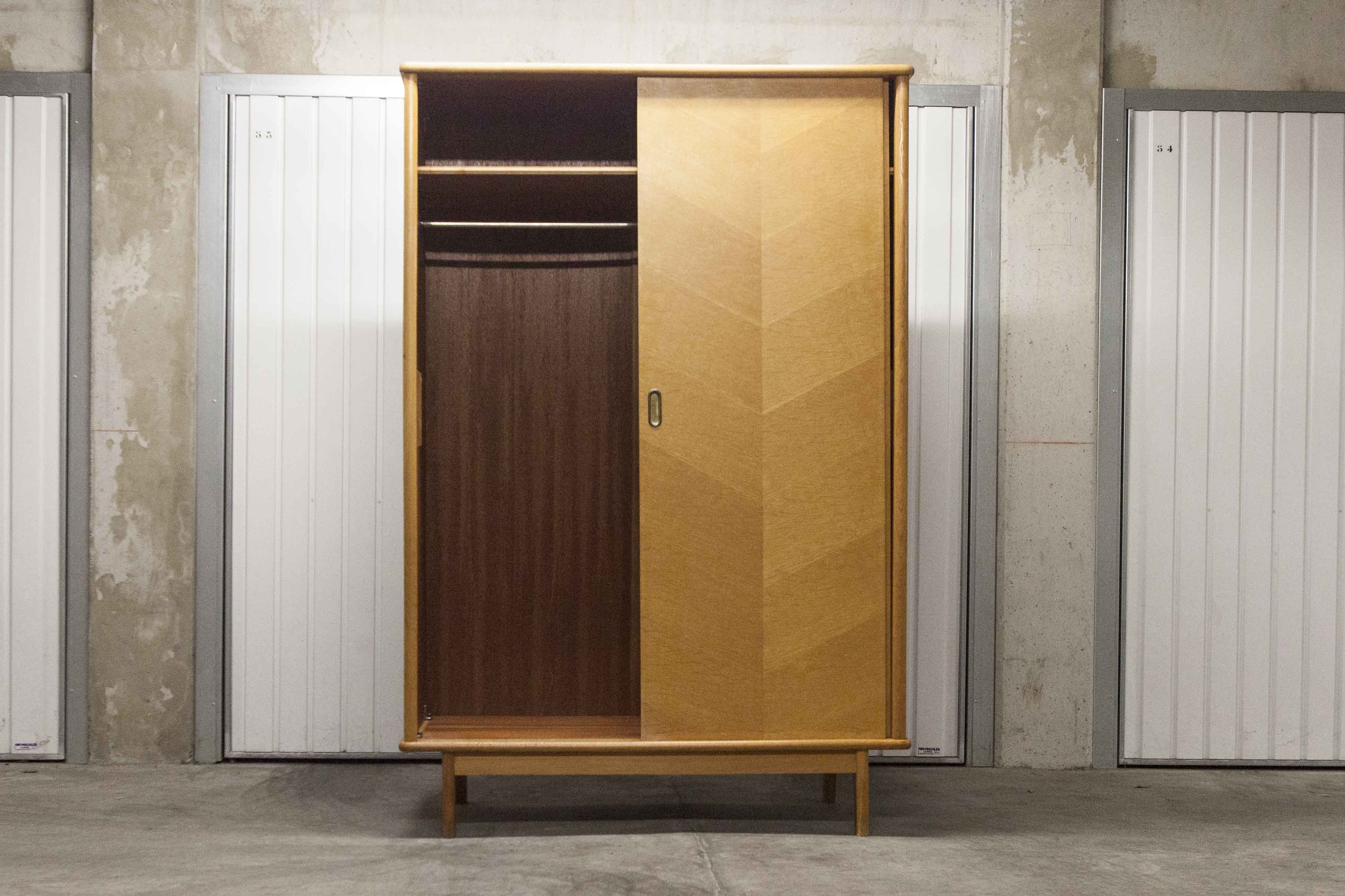 Scandinavian wardrobe 2 sliding doors 1960