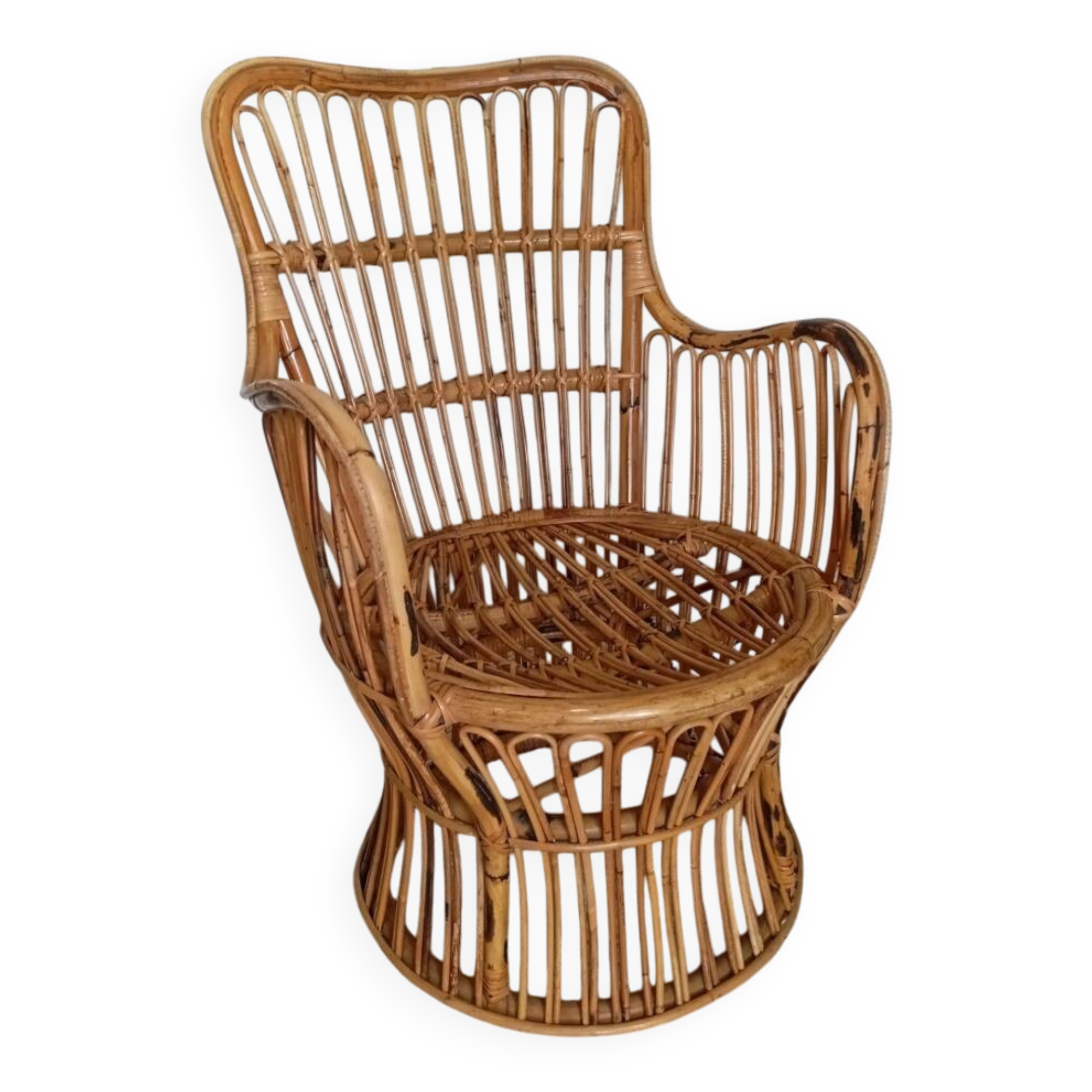 Bonacina rattan armchair, Italy, 1960s