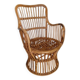 Bonacina rattan armchair, Italy, 1960s