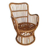 Bonacina rattan armchair, Italy, 1960s