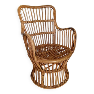 Fauteuil rotin Bonacina, italie, années 60