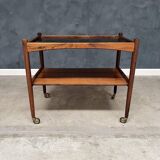 Rolling Cart in Rosewood with Black Formica Top, 1960s