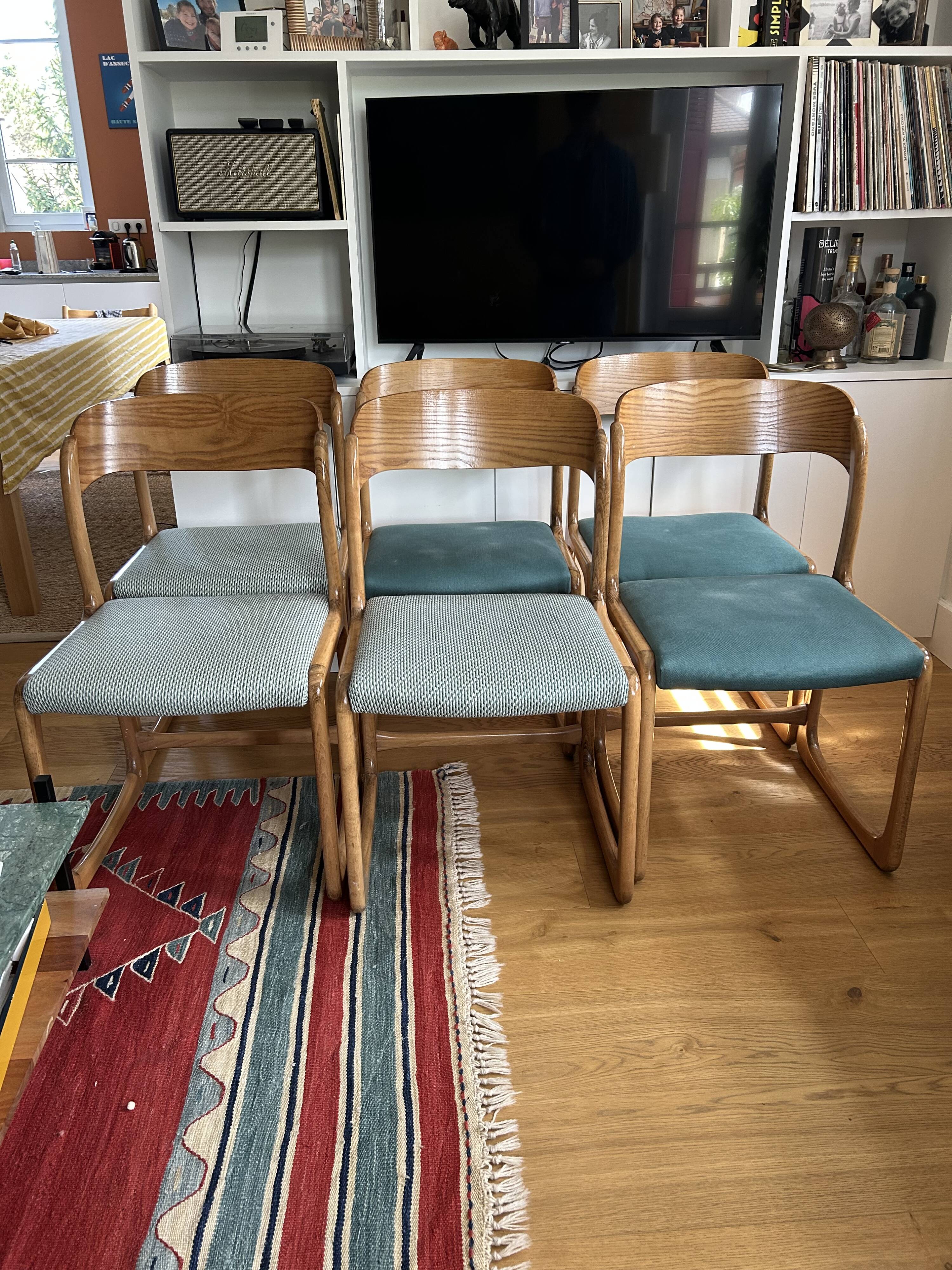 Lot of 6 Baumann sled chairs