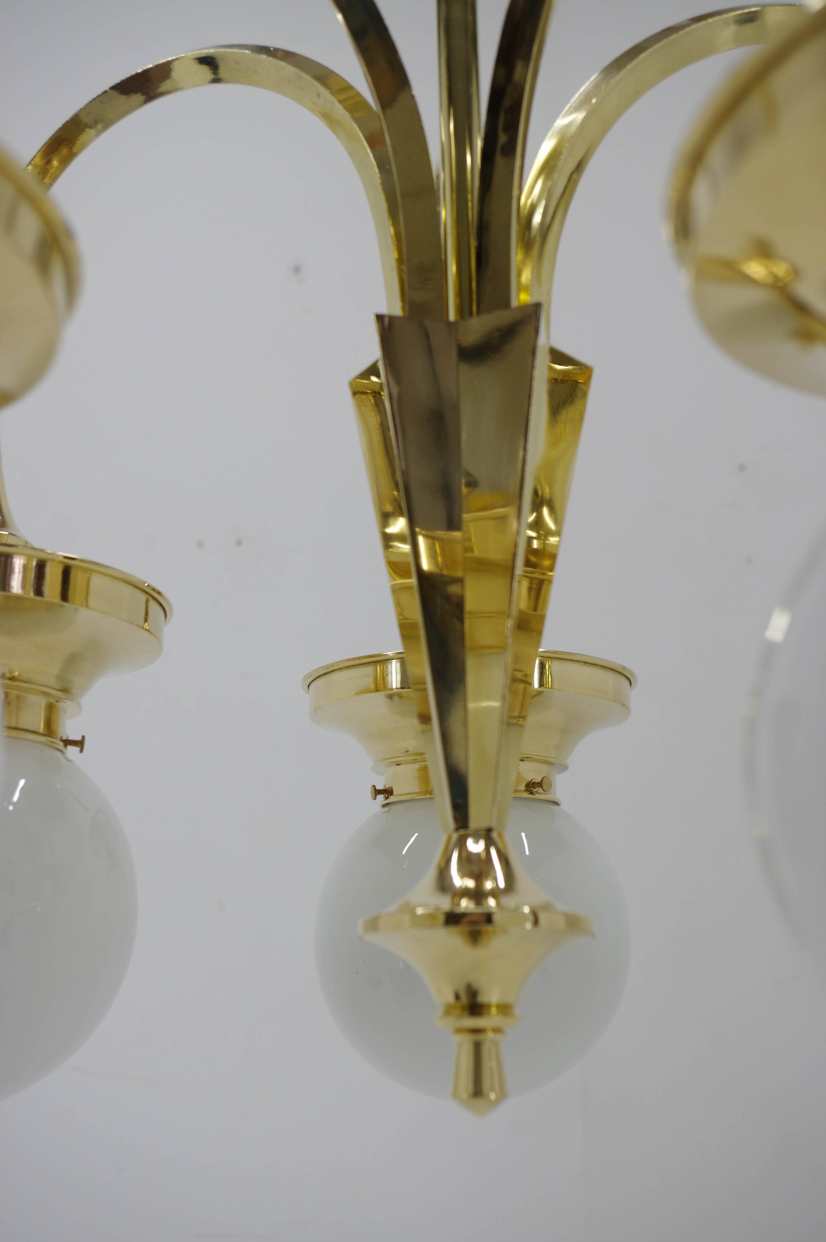 Art Deco Large Chandelier, 1920s, Restored