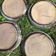 4 White compartmentalized handmade stoneware plates