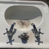 Washbasin double basin with enamelled column base Art Deco XX century